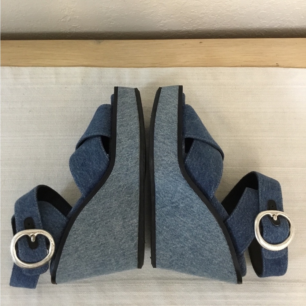 rag & bone Santiago Denim Crisscross Platform Wedge Sandals - Blue Sz.36 - Picture 7 of 11